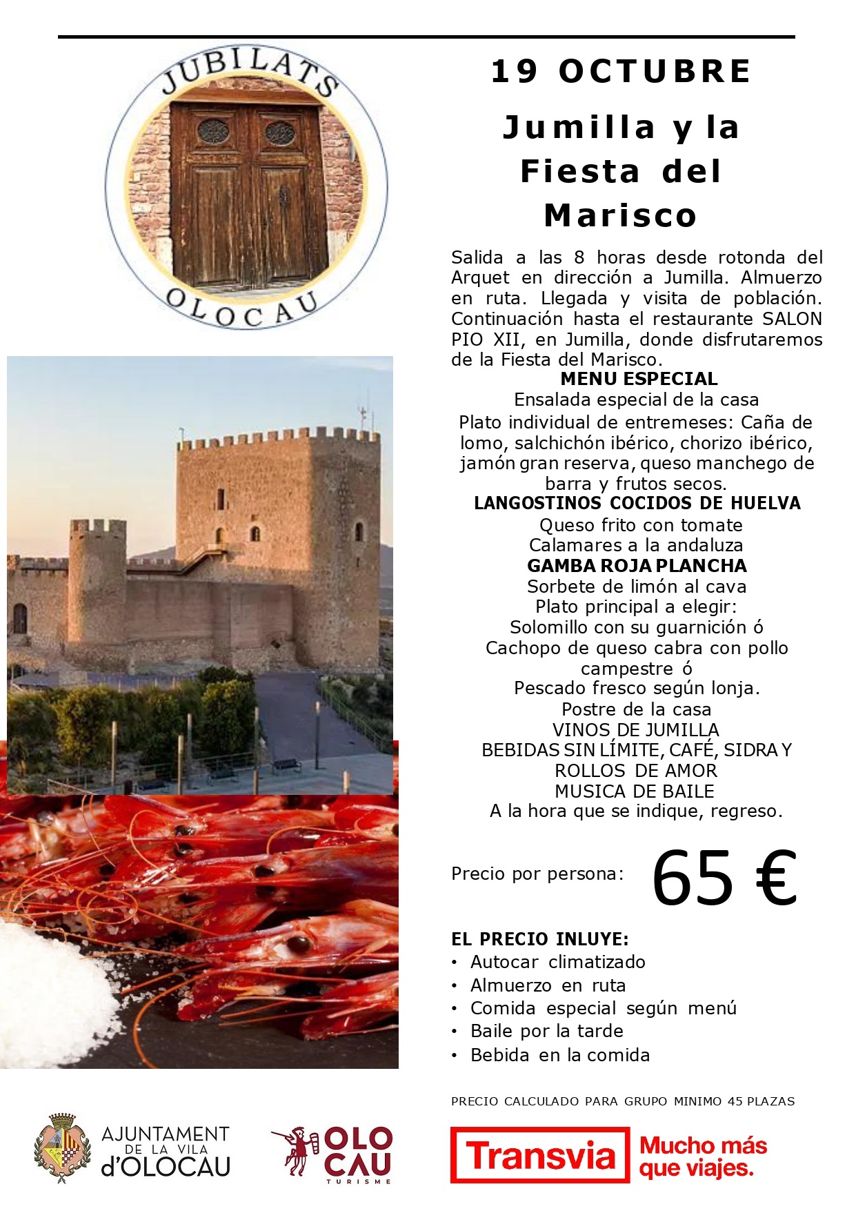 Viatge de l'Associació de Jubilats i Pensionistes d'Olocau a Jumila i a la Festa del Marisc